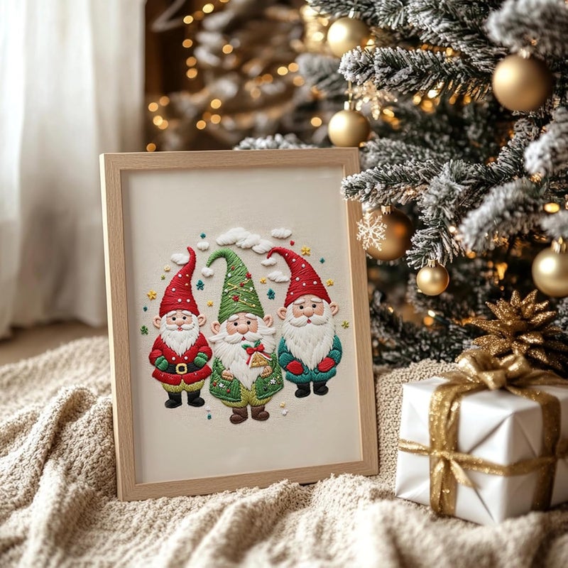 COCOMOX Christmas Embroidery Kit for Beginners, 3 Set Cross Stitch Kits for Adults Santa Claus Christmas Tree Patterns Handmade DIY Gift - Image 4